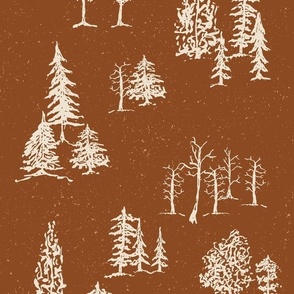  Mountain Majesty: Pine Trees and Bare Branches, terracotta