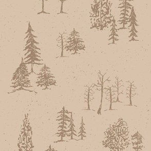  Mountain Majesty: Pine Trees and Bare Branches, earthy tones