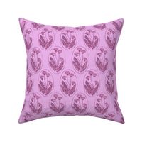 dandelion block print in pastel  lavender pink and purple