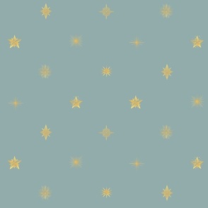 Heavenly Stars // Gold on Marion Light  Blue