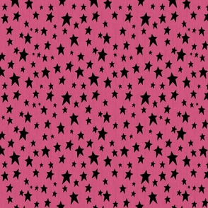 Black Stars on Faux Woven Dark Pink