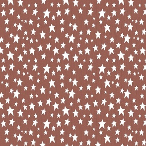 White Stars on Faux Woven Mauve Pink