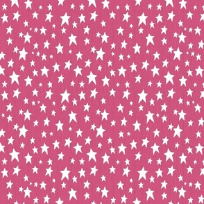 White Stars on Faux Woven Dark Pink