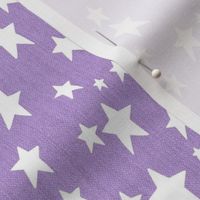 White Stars on Faux Woven Lavender Purple