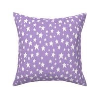 White Stars on Faux Woven Lavender Purple