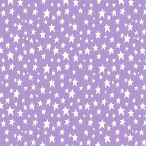 White Stars on Faux Woven Lavender Purple