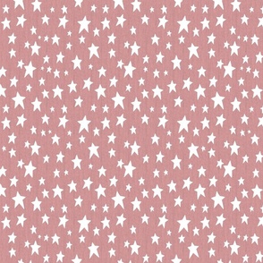 White Stars on Faux Woven Light Pink