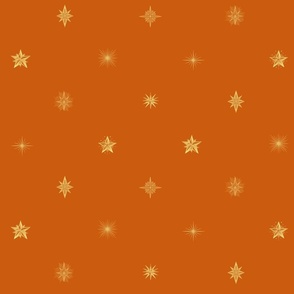 Heavenly Stars //Gold on Rust Orange