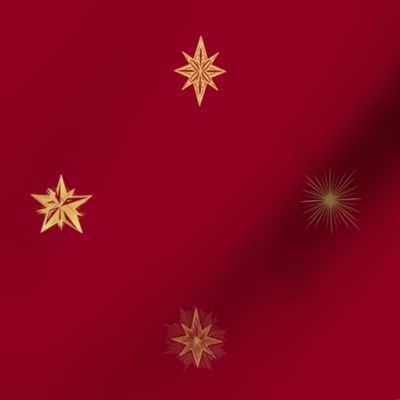 Heavenly Stars // Gold on Cranberry Red
