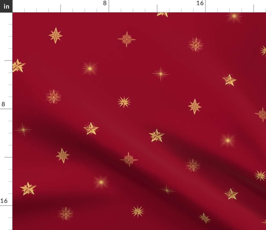 Heavenly Stars // Gold on Cranberry Red