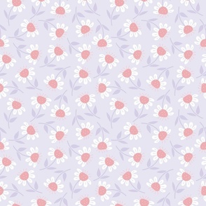 (S) Happy Flowers - Lavender and Pink Florals Chamomile Pastel Colors Botanicals Minimalist Nature