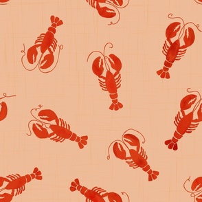 Classic Red Lobsters On Peach - medium scale