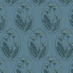 dandelion block print in navy blue