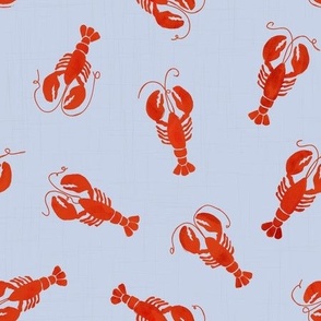 Classic Red Lobsters On Light Blue - small scale