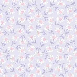 (S) Happy Flowers - Pastel Colors Lavender Lilac Pink Florals Chamomile Botanicals Minimalist Nature