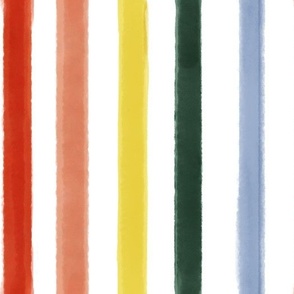 Classic Summer Watercolor Stripes - small scale