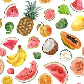 Tropical Fruits - Watercolor Summer
