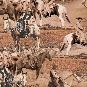 Cowboys on Horseback in Brown
