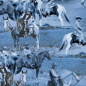 Cowboys on Horseback in Blue