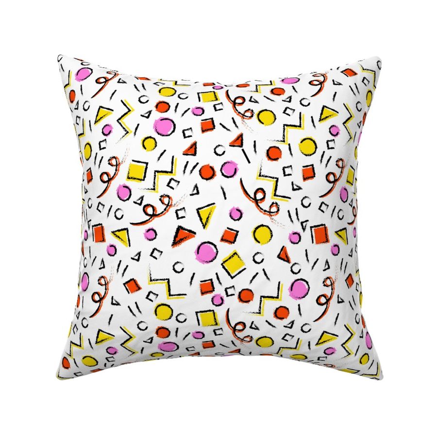 Retro 80s  / 90s Abstract Confetti Party - Red + Pink + Yellow + Black + White