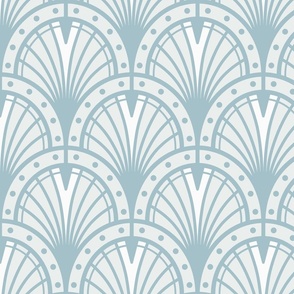 XL  Art Deco Fan light sky aqua blue