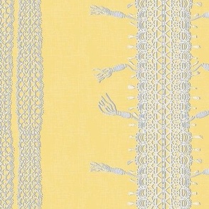 Crochet Lace and Tassels (Large) - Dove White on Honeybee Yellow  (TBS135)