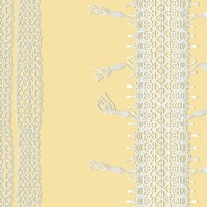 Crochet Lace and Tassels (Large) - Neutral White on Hawthorn Yellow  (TBS135)