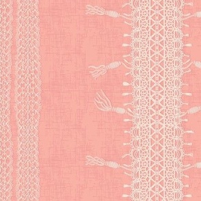 Crochet Lace and Tassels (Large) - Peach Pearl, Pristine, Georgia Peach and Peach Blossom  (TBS135)