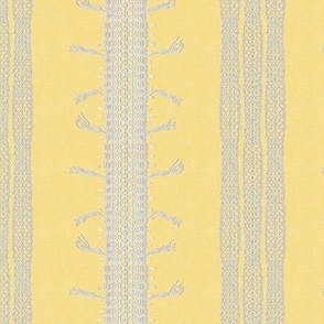 Crochet Lace and Tassels (Medium) - Dove White on Honeybee Yellow  (TBS135)