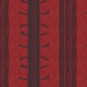 Crochet Lace and Tassels (Medium) - Ebony King Black on Sultan's Palace Red  (TBS135)