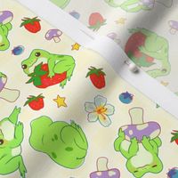 Kawaii Froggy Mushroom Picnic on Cream