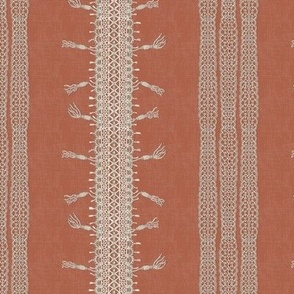 Crochet Lace and Tassels (Medium) - Panna Cotta Cream on Amaro Rust  (TBS135)