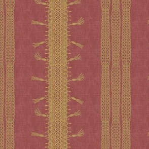 Crochet Lace and Tassels (Medium) - Pantone Sauterne on Marsala and Brandied Apricot  (TBS135)
