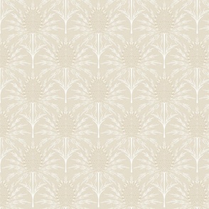 (S) Maximalist thistle monochrome japandi bright, beige, off white and for gold metallic wallpaper 