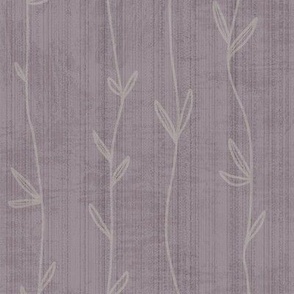 Farmhouse Cottage Textured Striped Boho Vines in purple lavender