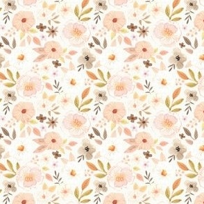 Micro | Watercolor Floral Cream Blush Peony with Cream White Background Boho 