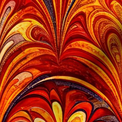 Marbling Arches - Classic Red Yellow Blue 1800s Style Marbled Design