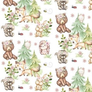 Floral Woodland Forest Animals Baby Girl Nursery