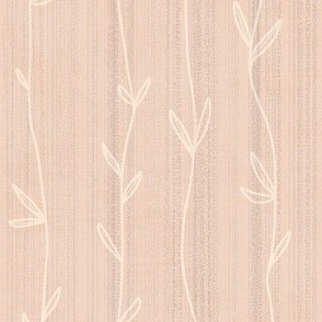 Farmhouse Cottage Textured Striped Boho Vines in peach pink