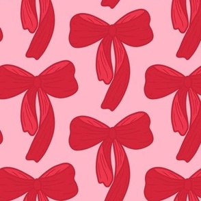 Red bows on pink background Medium
