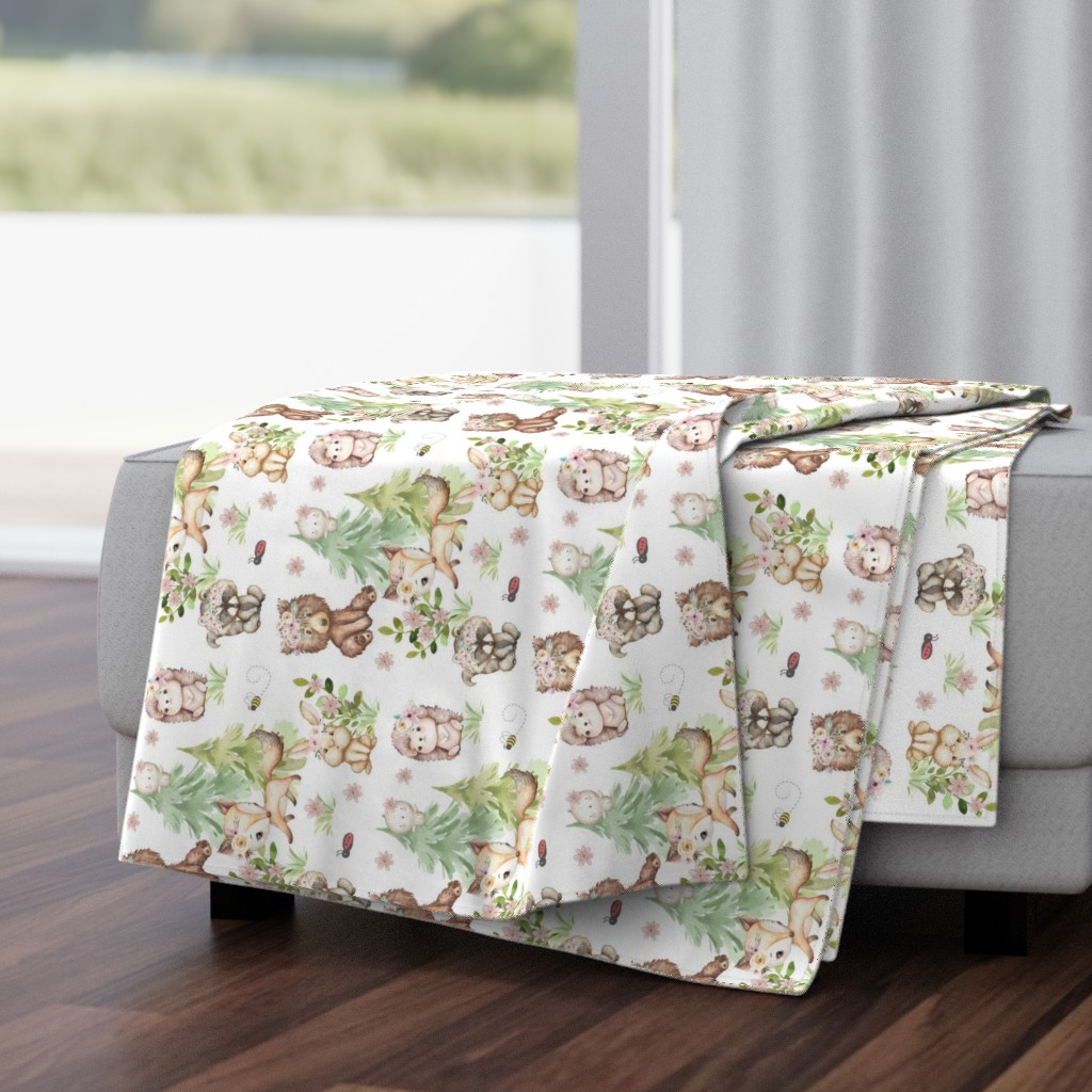 Floral Woodland Forest Animals Baby Nursery Rotated 