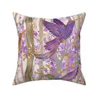 Stained Glass Enamel Jeweled Pastel Shimmery Hummingbirds Birds Purple