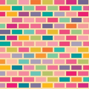 Subway- Brick Bond-Horizontal-Retro Rainbow Palette