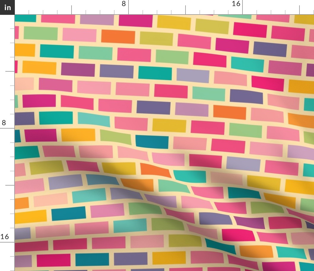 Subway- Brick Bond-Horizontal-Retro Rainbow Palette