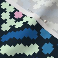 L Checkered mosaic art blue pink white 0041 C traditional geometric abstract vintage modern retro check dot