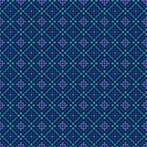 S turquois Checkered mosaic Art violet navy 0041 A geometric modern dot traditional blue check vintage abstract