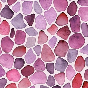 Ocean Vibe Seaglass Watercolor Pattern In Shades Of Pink And Red