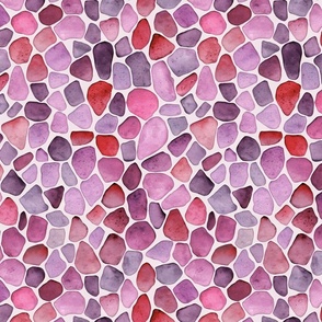 Ocean Vibe Seaglass Watercolor Pattern In Shades Of Pink And Red Smaller Scale
