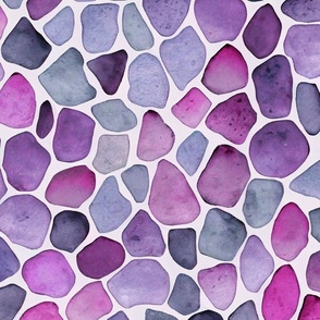 Ocean Vibe Seaglass Watercolor Pattern In Shades Purple And Fuchsia