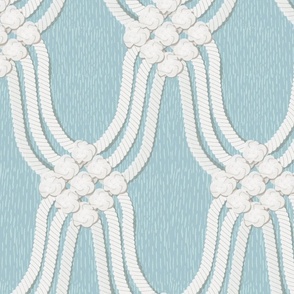 macrame rope knots  boho texture wallpaper blue  -large